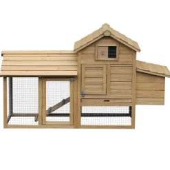 Petit poulailler cottage cage à poules sur pied dim. 151L x 54l x 87H cm multi-équipement bois massif de pin