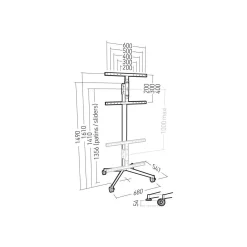 Pied TV KANA 1600XXL METAL 40 A 80 pouces