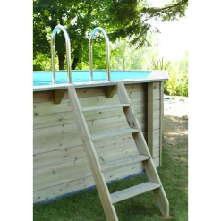 Piscine enterrée bois octogonale - 400X610x130cm - Liner Bleu -OCEA