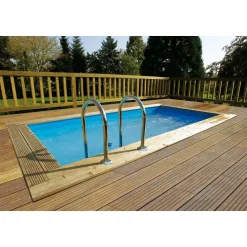Piscine enterrée bois rectangulaire - 250x450x140cm - Liner Bleu - URBAN POOL
