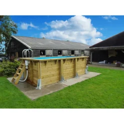 Piscine enterrée bois rectangulaire - 250x450x140cm - Liner Bleu - URBAN POOL