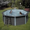 Piscine hors sol ronde en composite - Grise - 4,10 x 1,24 m