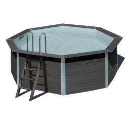 Piscine hors sol ronde en composite - Grise - 4,10 x 1,24 m