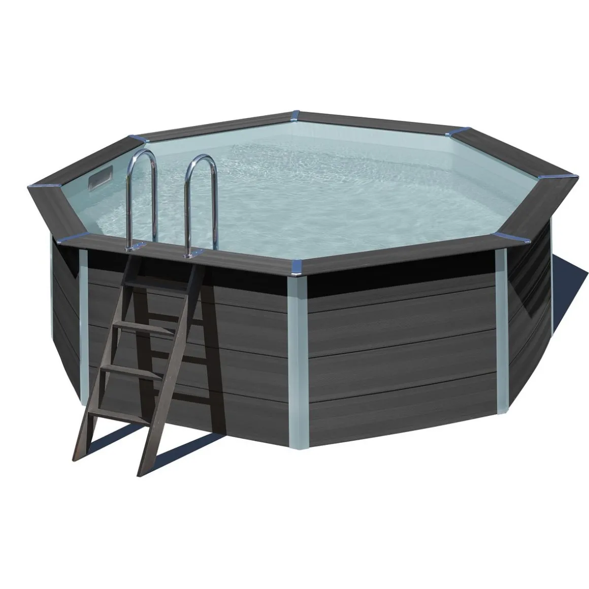 Piscine hors sol ronde en composite - Grise - 4,10 x 1,24 m