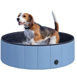 Piscine pour chien bassin PVC pliable anti-glissant facile à nettoyer diamètre 100 cm hauteur 30 cm bleu