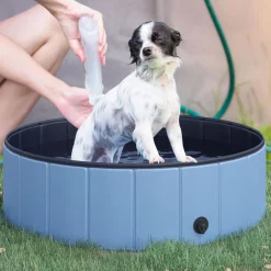 Piscine pour chien bassin PVC pliable anti-glissant facile à nettoyer diamètre 100 cm hauteur 30 cm bleu