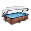 Piscine tubulaire Wood rectangulaire 2,20 x 1,50 x 0,65 m avec dôme - Exit Toys