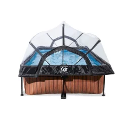 Piscine tubulaire Wood rectangulaire 2,20 x 1,50 x 0,65 m avec dôme - Exit Toys