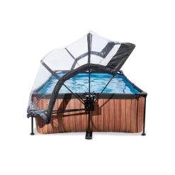 Piscine tubulaire Wood rectangulaire 2,20 x 1,50 x 0,65 m avec dôme - Exit Toys