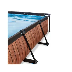 Piscine tubulaire Wood rectangulaire 2,20 x 1,50 x 0,65 m avec dôme - Exit Toys