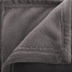 Plaid Doux Uni Flanel 125x150cm Gris Foncé