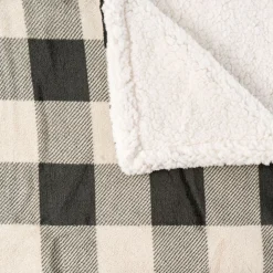 Plaid imprimé carreaux double face flanelle/sherpa