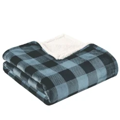 Plaid imprimé carreaux double face flanelle/sherpa