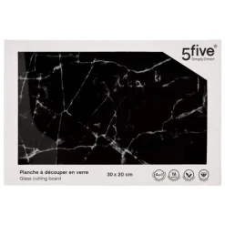 Planche à Découper en Verre Marbre 30cm Noir