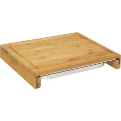 Planche découper bambou 35 x 28 cm + bac en inox