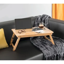 Plateau en bambou avec pieds réglables en hauteur