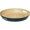 Plateau Rond en Bambou Modern 42cm Pétrole