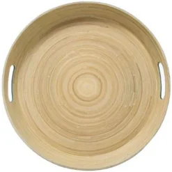 Plateau Rond en Bambou Modern 42cm Pétrole