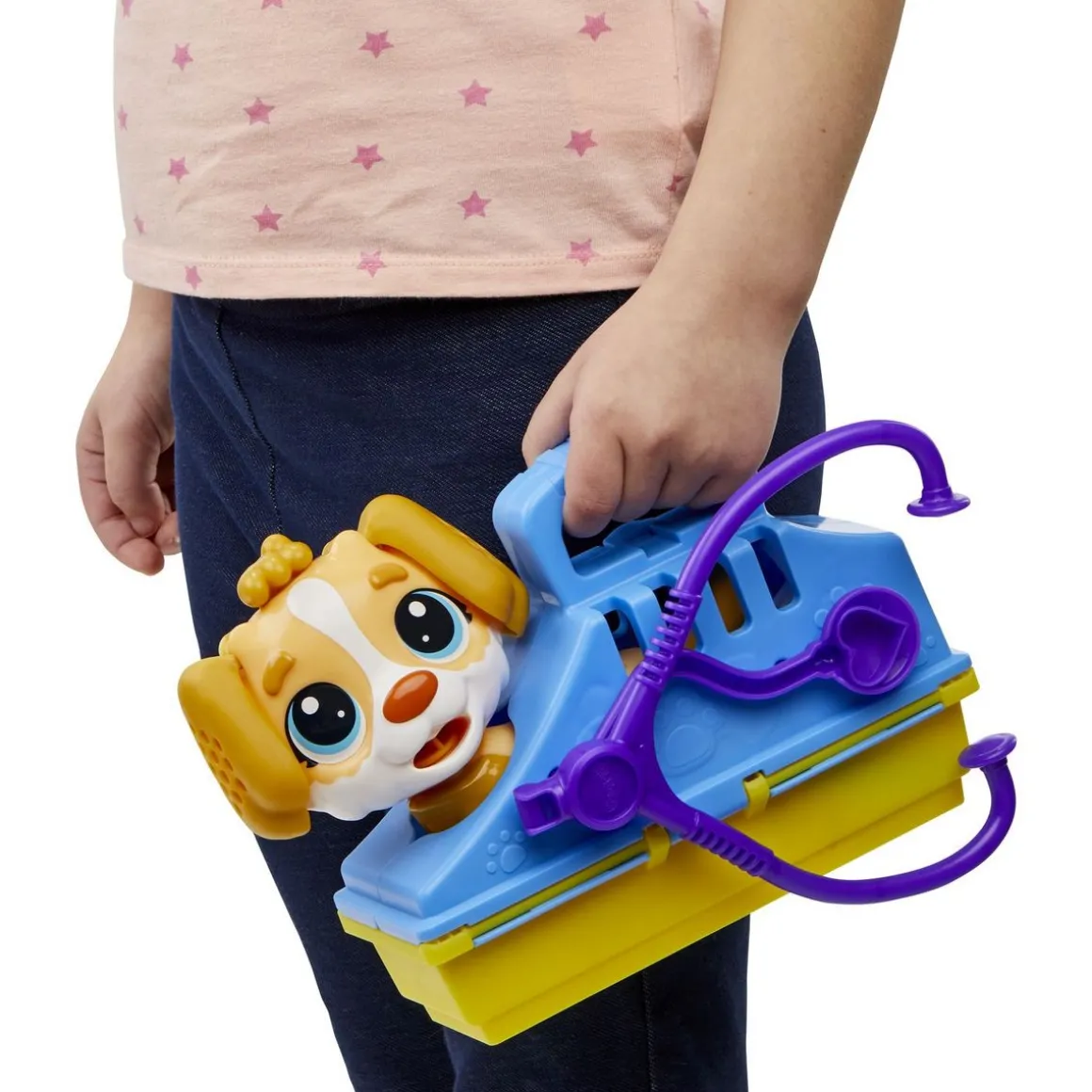 Play-Doh Coffret, Le cabinet vétérinaire avec chien, mallette, avec 5 pots de pate à modeler