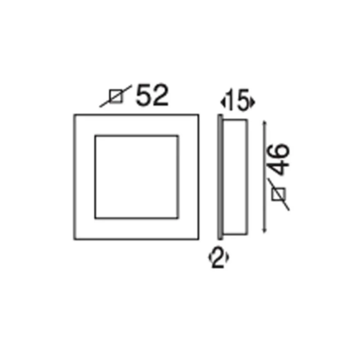 Poignée cuvette carrée à encastrer - Avec platine poussoir - Diamètre 52 mm - Inox Brossé