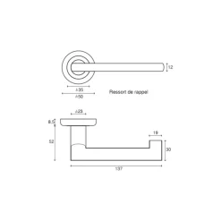 Poignée de porte Aluminium - Pyla - Finition Chrome perle