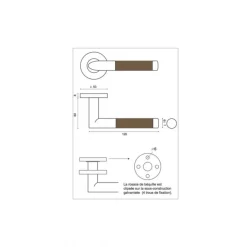 Poignées de porte modèle Sauterne - inox 304 brossé et wengé x2