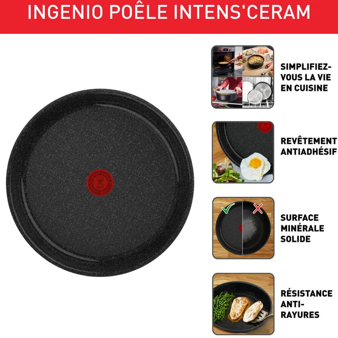 Poêle céramique 26 cm tous feux dont induction INGENIO INTENS CERAM