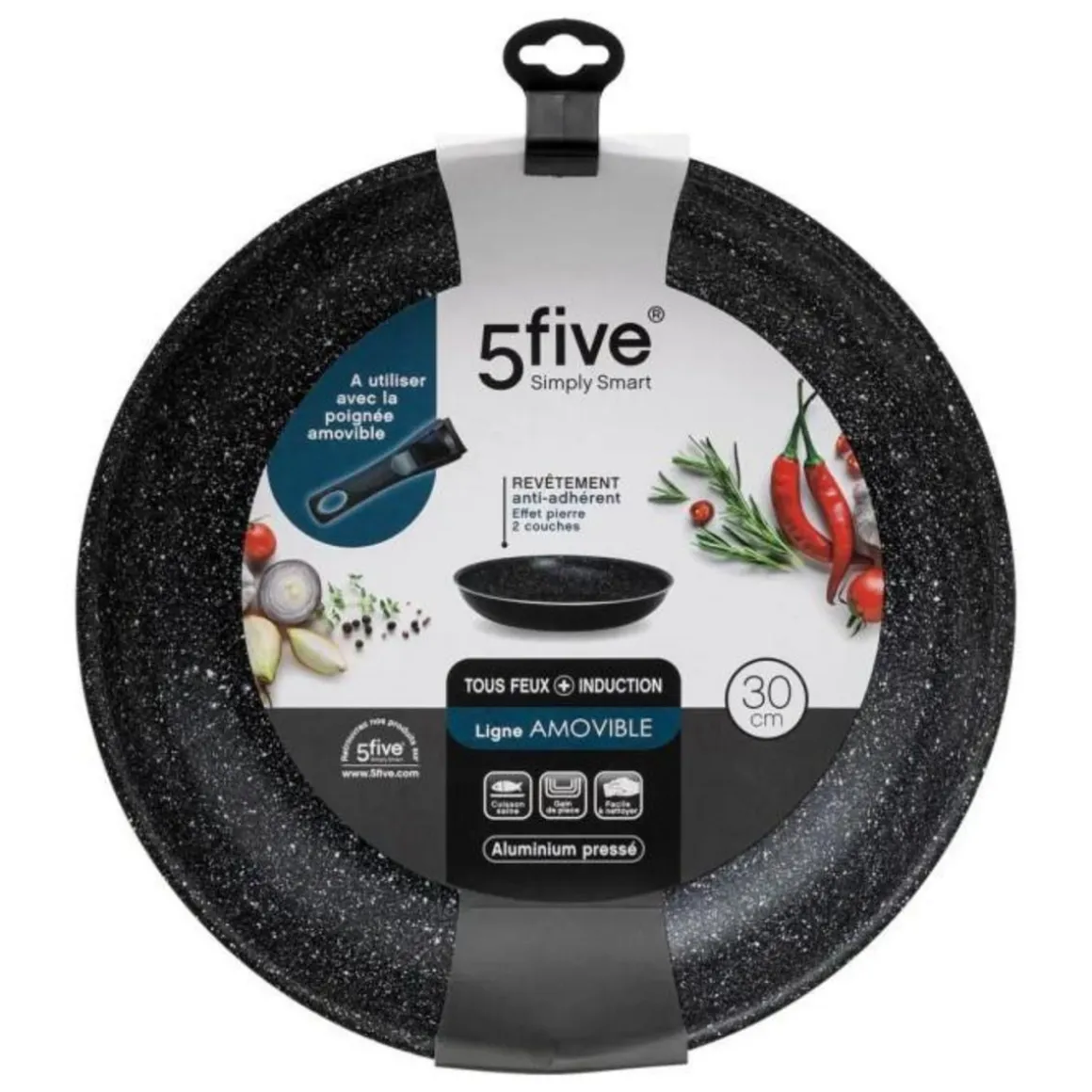 Poêle en Aluminium Amovible 30cm Noir