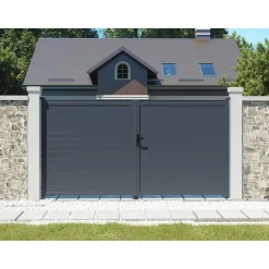 Portail aluminium Marc - 349.5 x 180.9 cm - Gris
