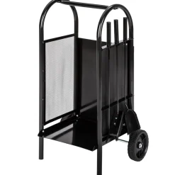 Porte bûches avec pelle, balai et tisonnier