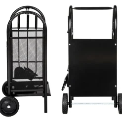 Porte bûches avec pelle, balai et tisonnier