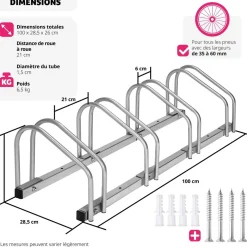 Porte Vélo, Support Vélo, Range Vélo au Sol, Mural en Acier