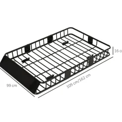 Porte-bagage pour voiture - galerie de toit voiture - L. réglable 109-162 cm - charge max 100 Kg - métal noir