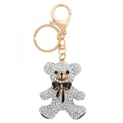 Porte-clé ourson orné de zirconium