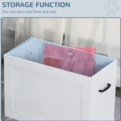 Porte-gamelles surélevé 2 gamelles avec coffre blanc