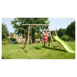 Portique balançoire avec toboggan - Bois - H1.95m - MURIER