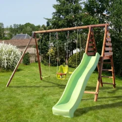 Portique balançoire avec toboggan - Bois - H2,20m -TULIPE