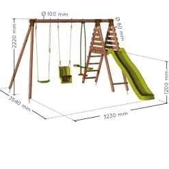 Portique balançoire avec toboggan - Bois - H2,20m -TULIPE