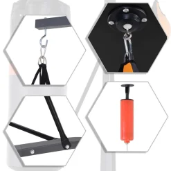 Portique sac de frappe plateforme station de boxe complète avec sac de frappe + poire de vitesse hauteur réglable 5 niveaux pompe à air fournie acier noir gris