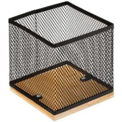 Pot à Crayons Métal & Bambou 10cm Noir