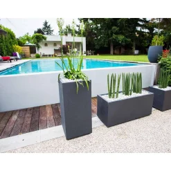 Pot de fleurs carré Haut Graphit - 39,5 x 39,5 x 80 cm - 31 L - Gris anthracite - Eda