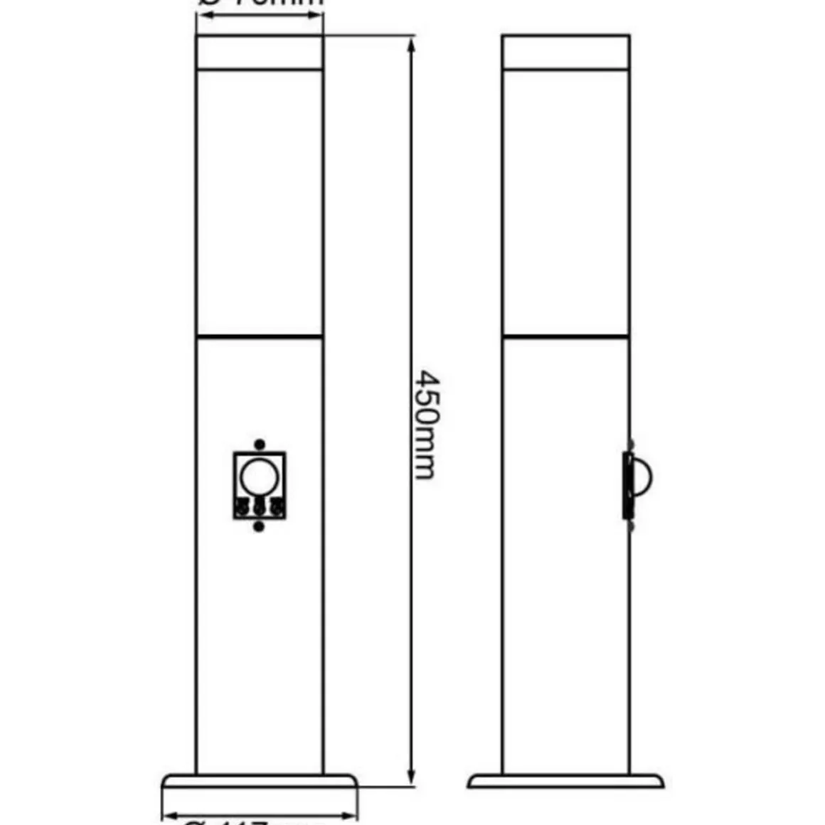 Potelet extérieur avec détecteur de mouvement DODY E27 - BRILLIANT - Noir - Certification IP44