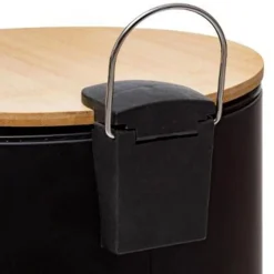 Poubelle en Métal & Bambou Natureo 30L Noir