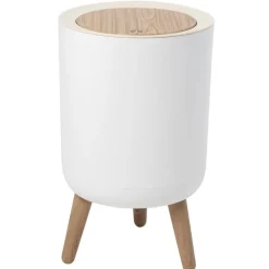 Poubelle 7l blanc/bois - bat-979699-002