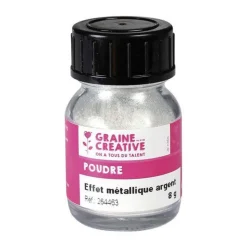 Poudre effet métallique argent pour pâte polymère - 8 g