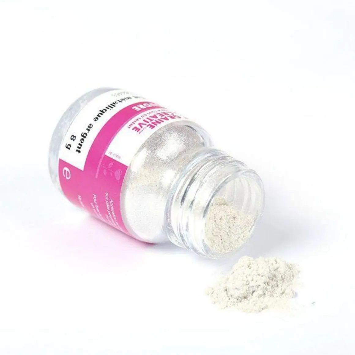 Poudre effet métallique argent pour pâte polymère - 8 g