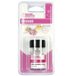 Poudre effet métallique argent pour pâte polymère - 8 g
