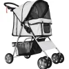 Poussette buggy pliable animaux chariot pliant chien chat porte-gobelet panier de rangement inclus roues avec frein tissu 600D Oxford métal gris