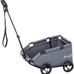 Poussette chien chariot 4 roues pliable avec poignée multidirectionnelle - nombreux équipements - noir gris