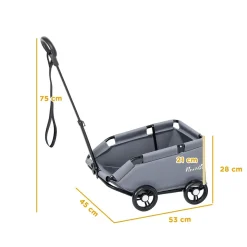Poussette chien chariot 4 roues pliable avec poignée multidirectionnelle - nombreux équipements - noir gris